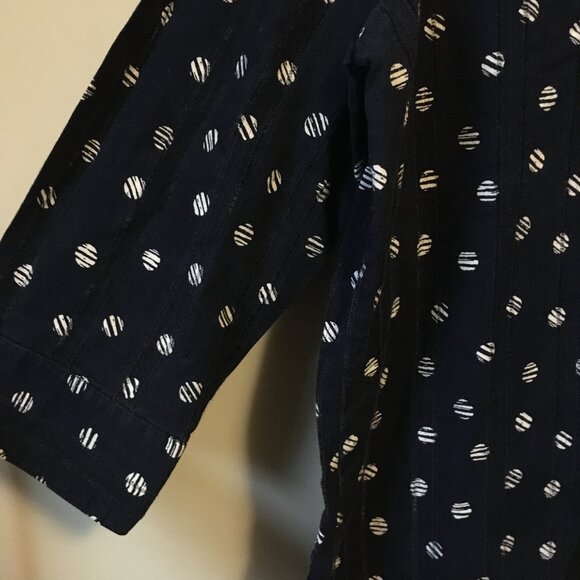 Alia 100% Cotton Navy Blue and White Broken Polka Dot Button Down Shirt - Picture 6 of 15